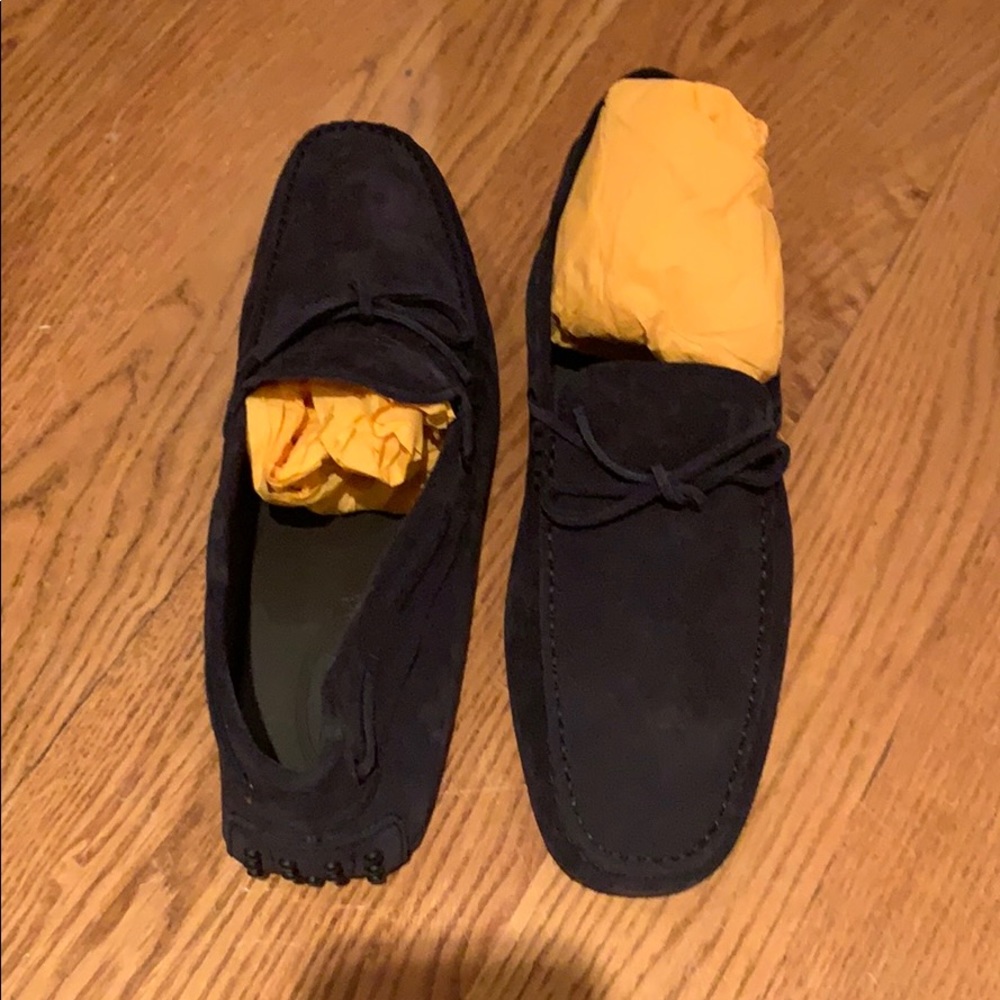 Tods Navy Suede Loafers